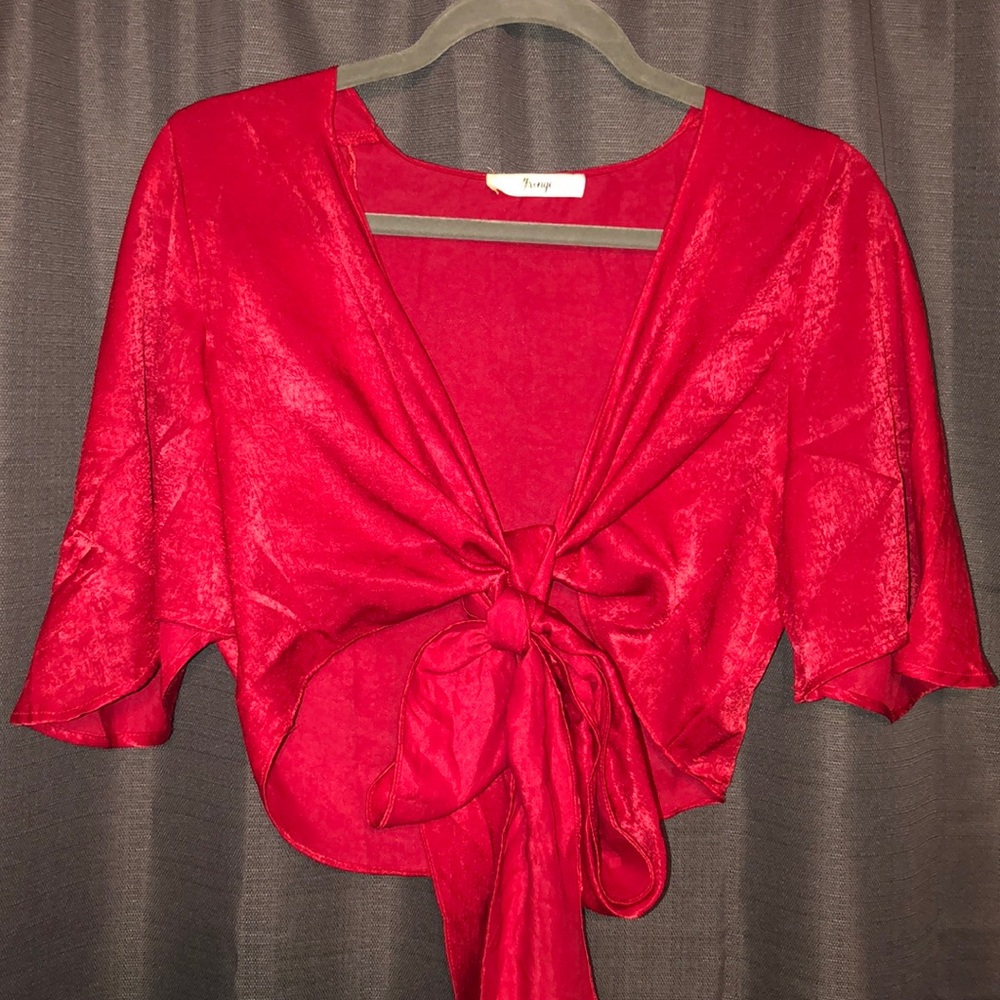 Red multi-way wrap top